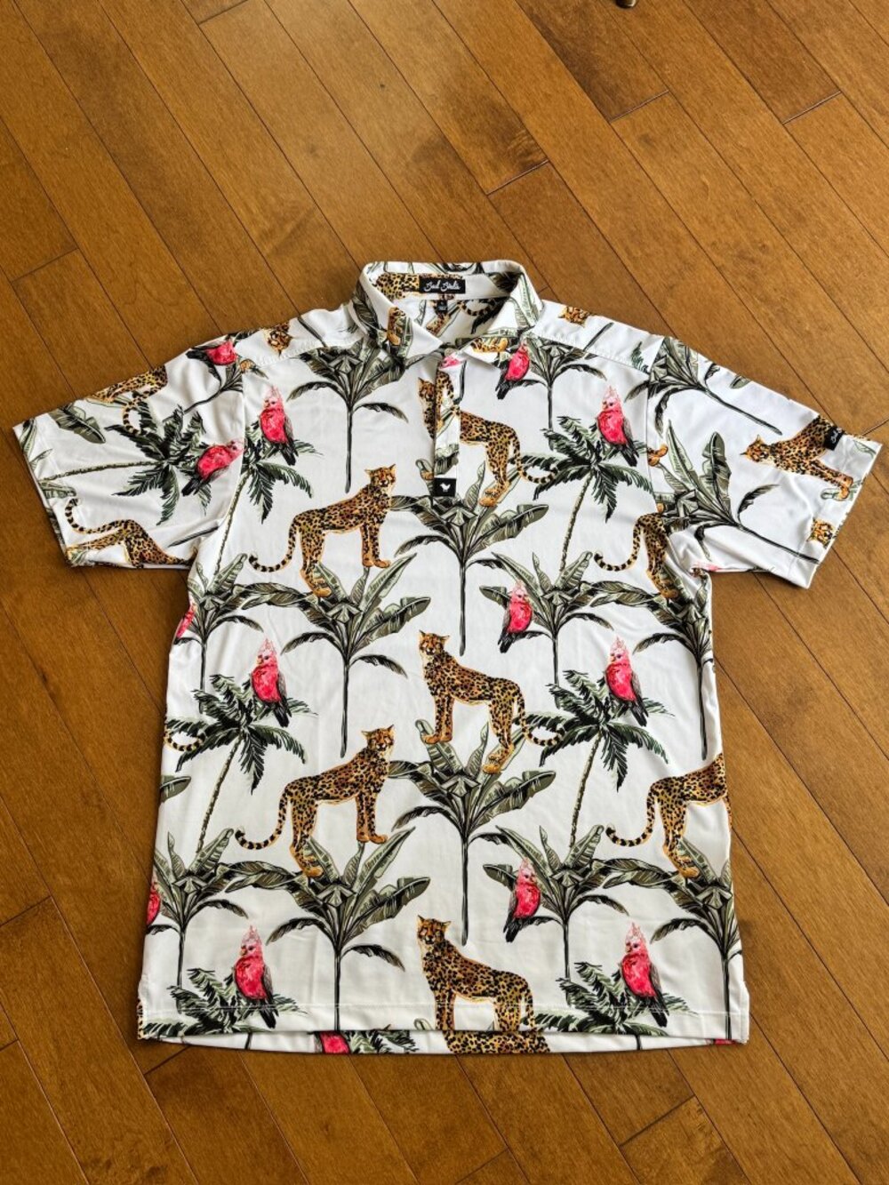 Bad Birdie "Wildlife" Leopard & Tropical Jungle Performance Golf Polo - Large